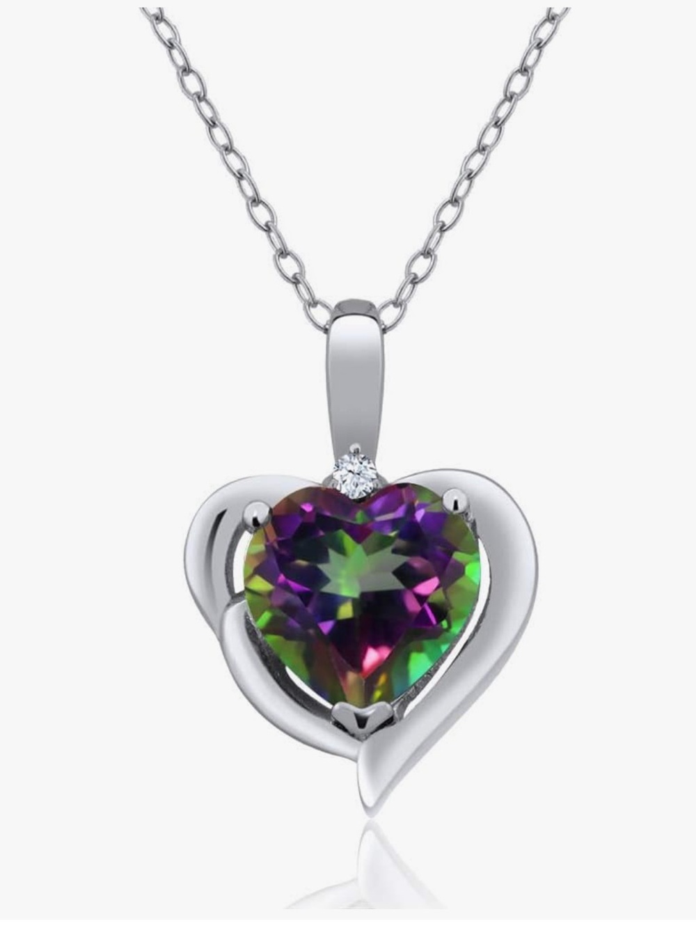 Mystic Topaz Heart Pendant Necklace 925 Sterling Silver